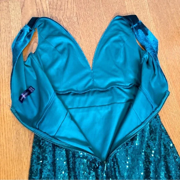 6 stretchy allover Sequin green purple high slit mermaid sleeveless dress 16 - Picture 7 of 13